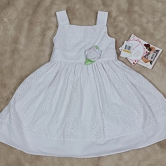 SWEET HEART ROSE WHITE EYELET SLEEVELESS DRESS,  SIZE 3T - NEW! - Picture 5 of 8